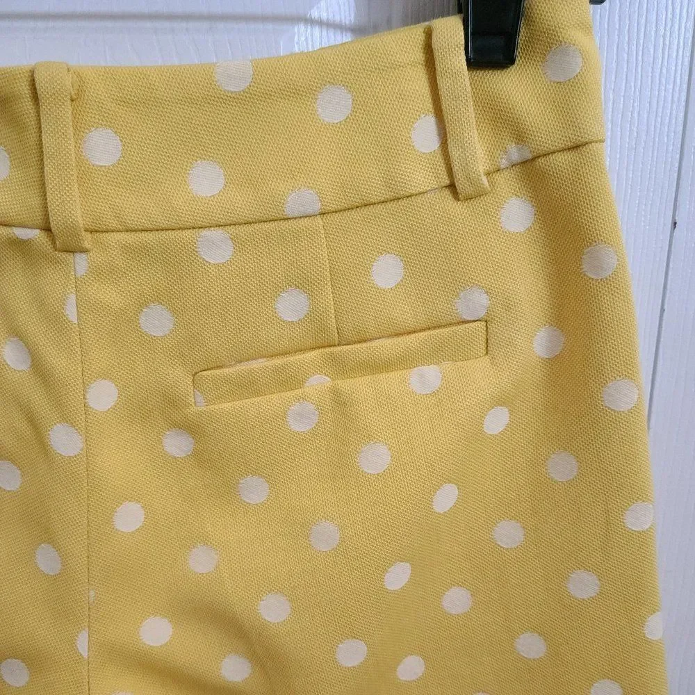 Ann Taylor Yellow White Poka Dots Shorts